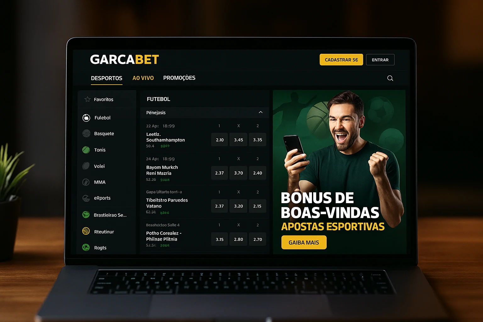Aposte em apostas esportivas no cassino online GARCABET