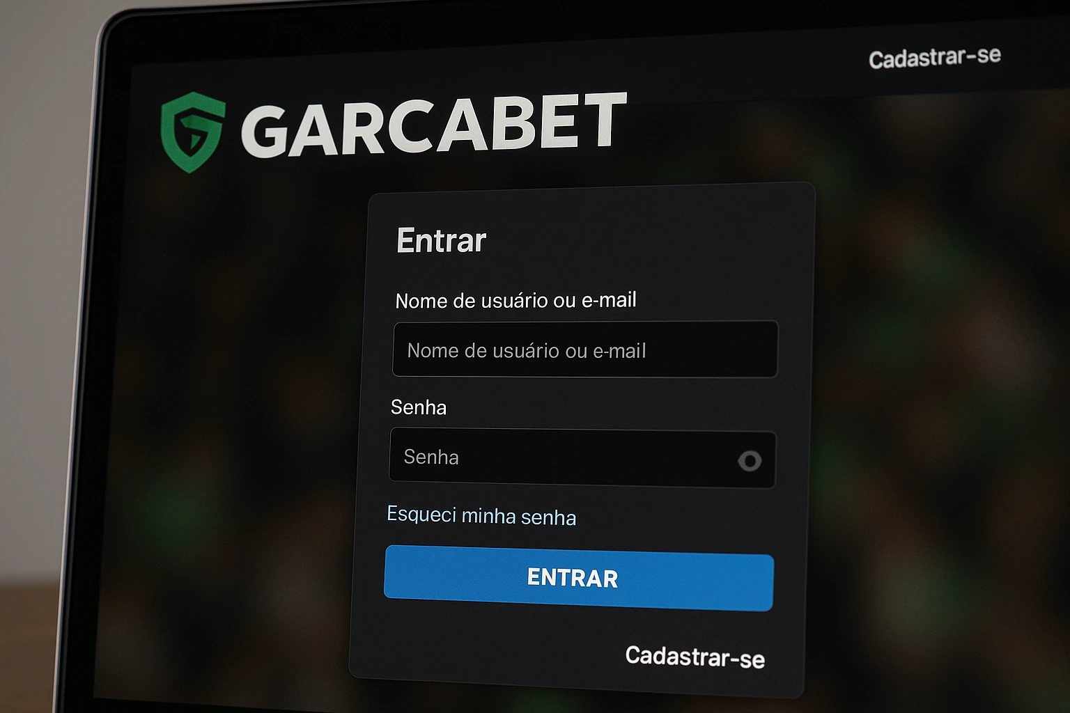 Criar uma nova Conta no plataforma GARCABET